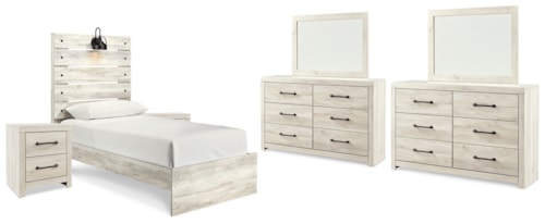 Twin Panel Bed, 2 Dressers, 2 Mirrors And 2 Nightstands