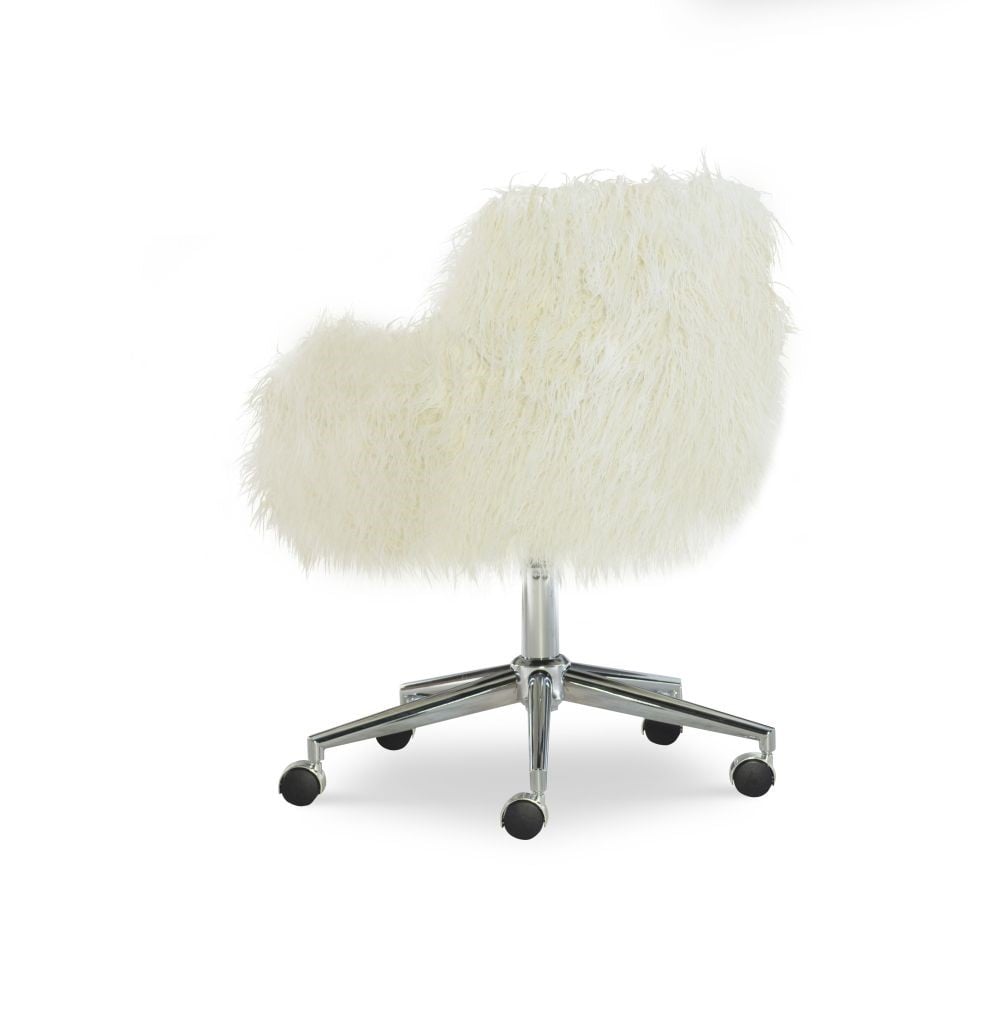 Dawson Faux Fur Barrell Office Chair Wht