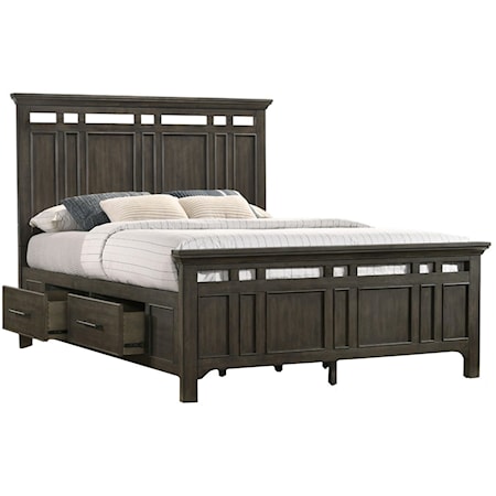 Contemporary Queen Panel Bed with Storage Drawers