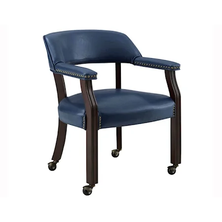 Tournament Transitional Arm Chair with Casters - Navy