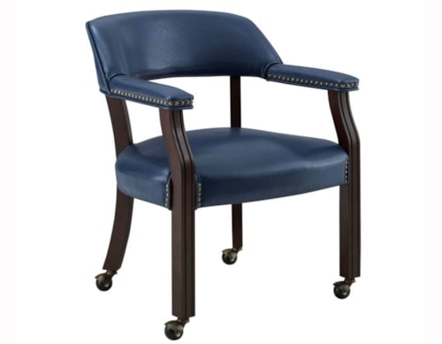 Transitional Arm Chair with Casters - Navy