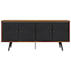 Armen Living Coco Rustic Oak Wood and Leather Sideboard C