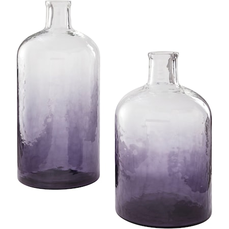 Maleah Purple Glass Vase Set