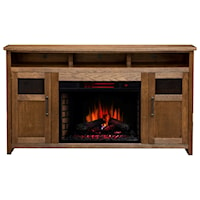 Rustic 65" TV Stand with Built-In Fireplace