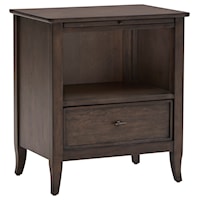 Transitional 1-Drawer Nightstand with Pullout Shelf