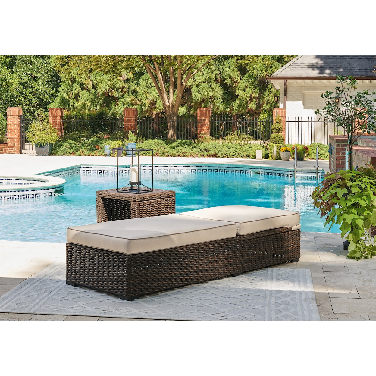 Signature Design by Ashley Coastline Bay Outdoor Chaise Lounge With Cushion