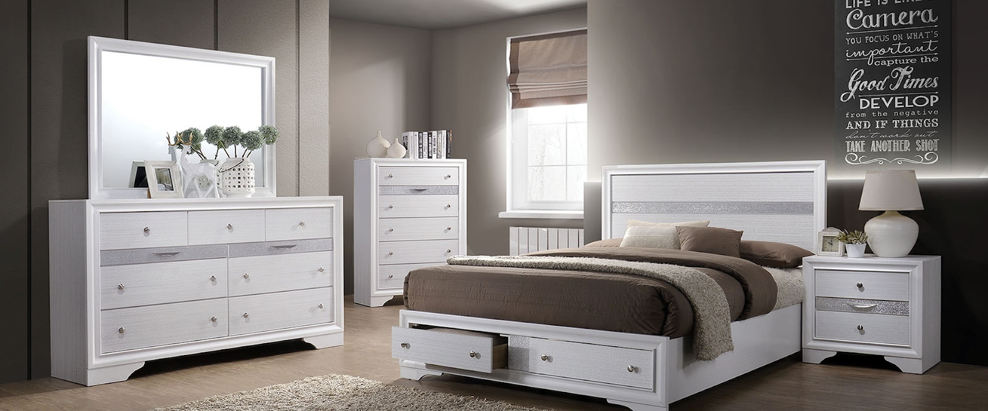 Contemporary 5 Piece Queen Bedroom Set with 2 Nightstands