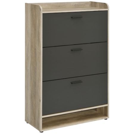 GENA GREY AND NATURAL SHOE CABINET |