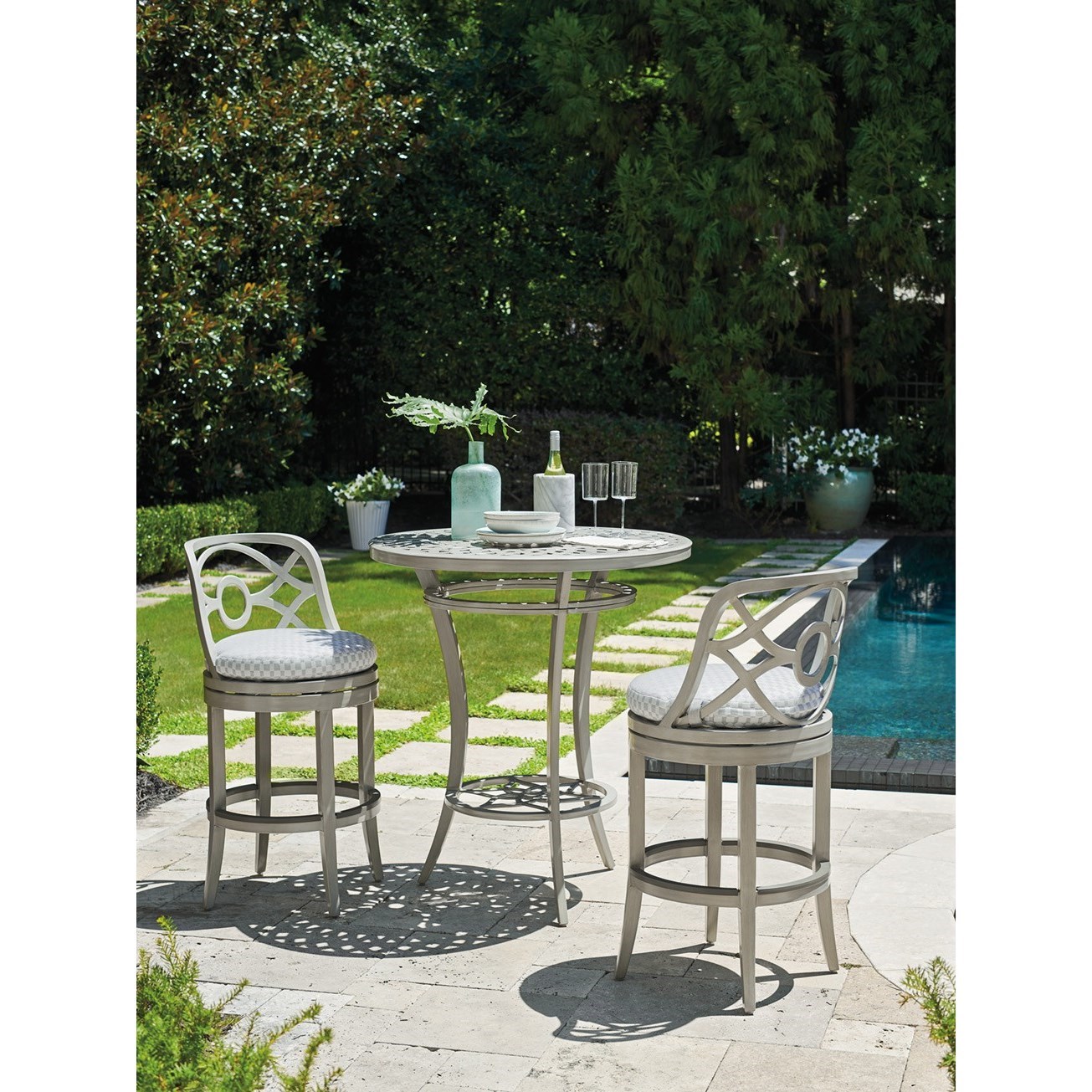 Tommy Bahama Outdoor Living Silver Sands Bistro Set with Bar Stools