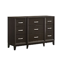 Transitional 9-Drawer Dresser in Merlot