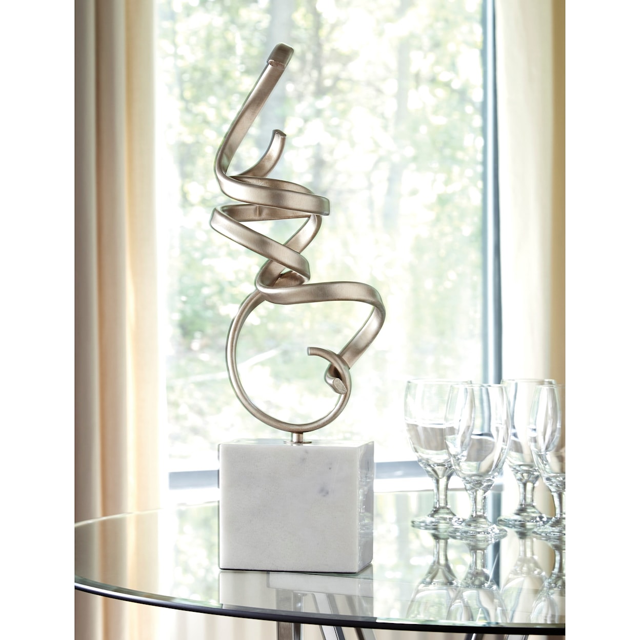 Ashley Furniture Signature Design Accents Pallaton Champagne Finished/White Sculpture