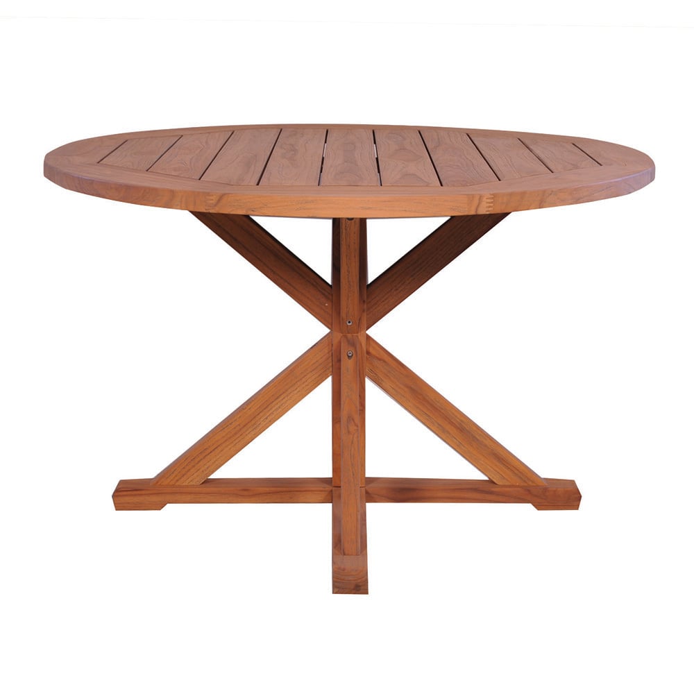 Lloyd Flanders Teak 48" Round Dining Table w/Cross Base