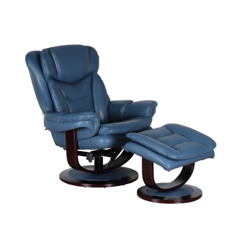 Casual Swivel Recliner and Ottoman Set with Pillow Arms