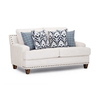 Contemporary Stationary Loveseat with Nail-Head Trim