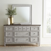 Farmhouse Dresser and Mirror Set with Felt-Lined Drawers