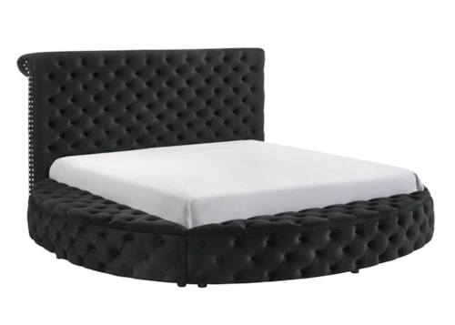 Brigitte Glam Queen Tufted Headboard Upholstered Storage Bed - Black
