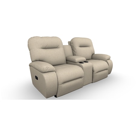 Casual Power Space Saver Reclining Console Loveseat with USB Ports