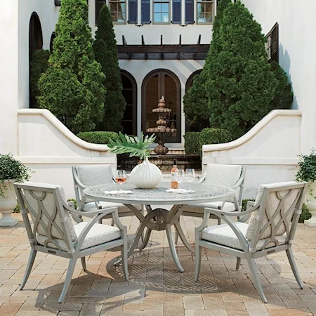 5-Piece Outdoor Dining Set w/ Round Table