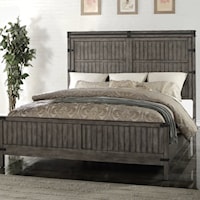 Industrial Queen Slatted Panel Bed with Iron Hardware