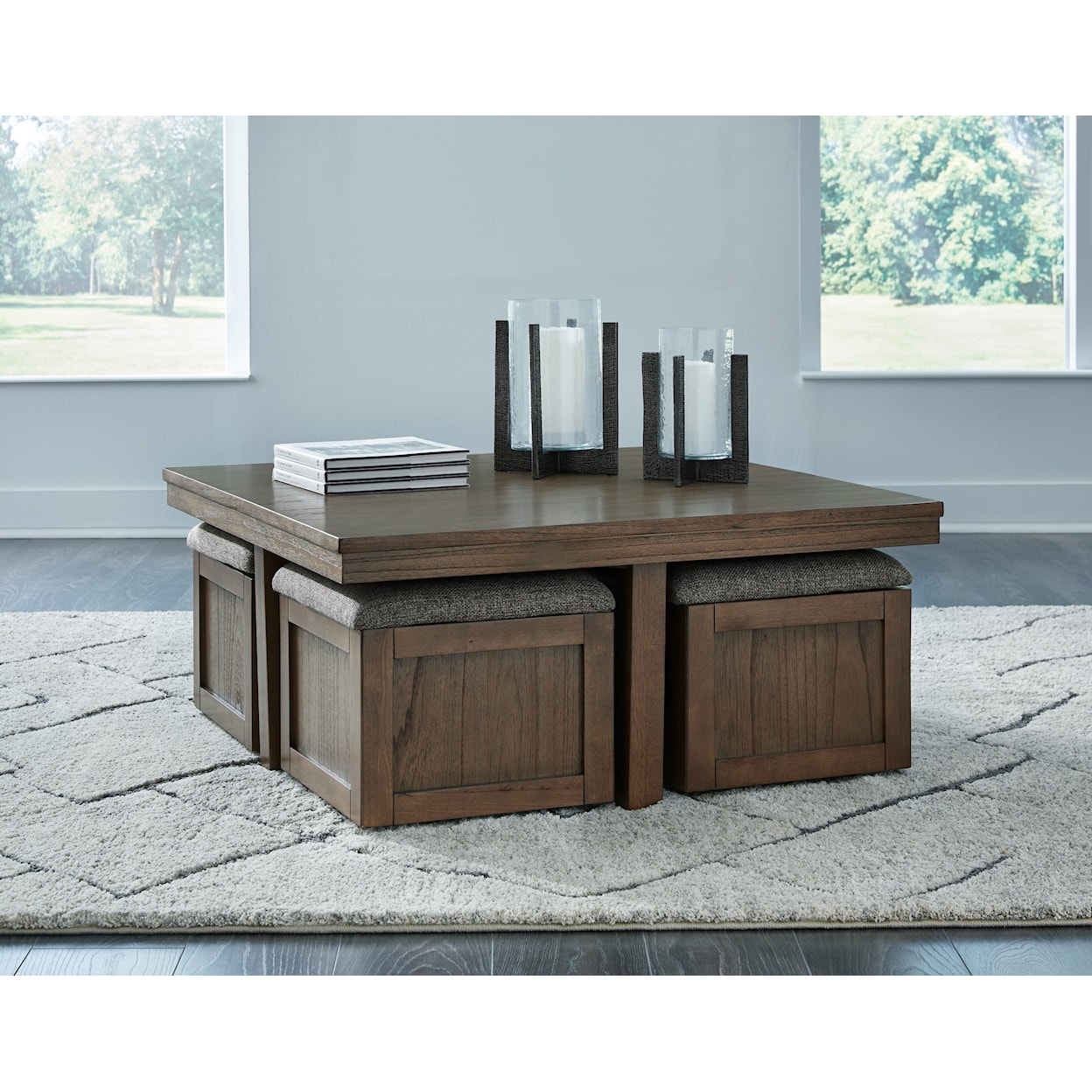 Michael Alan Select Boardernest Coffee Table with 4 Stools