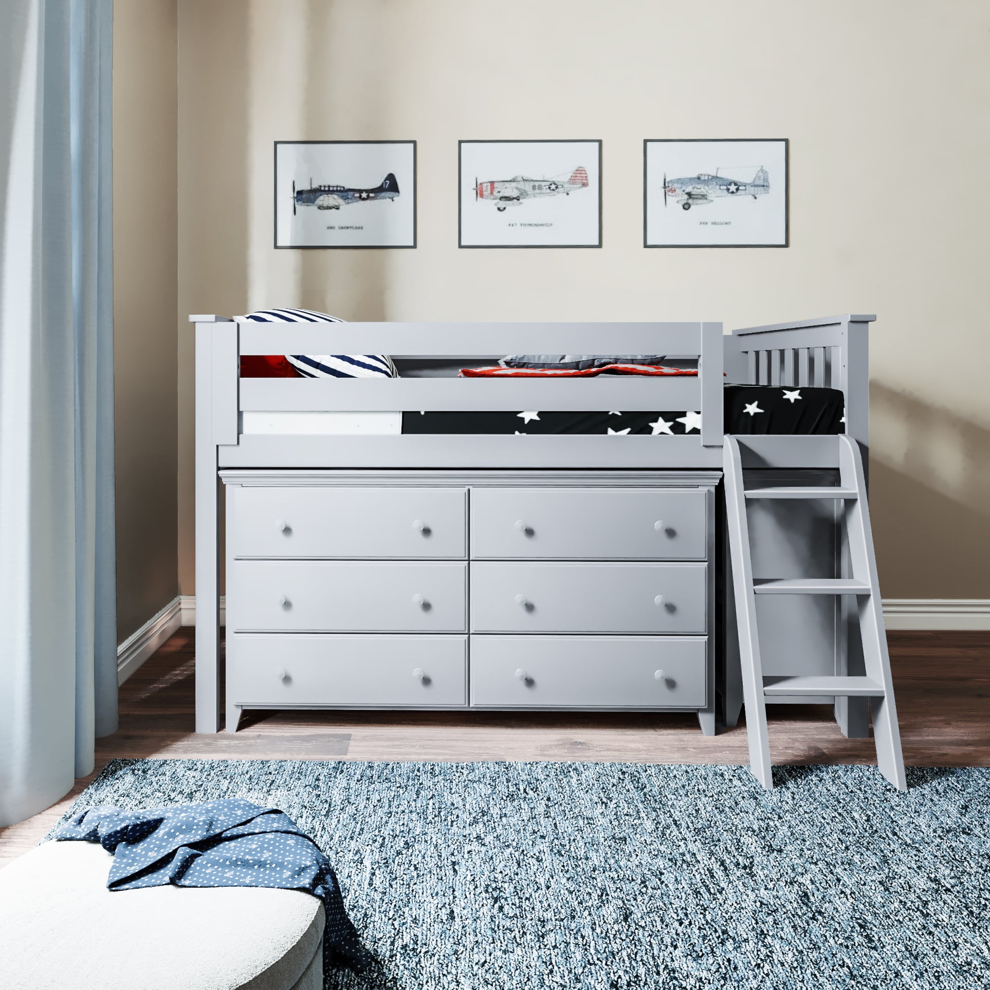 Windsor Youth Twin Loft Bed in Gray