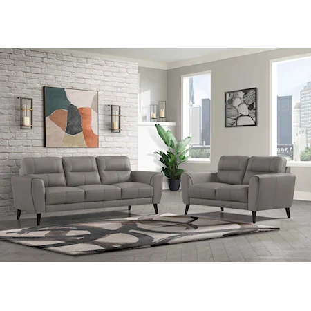Mid-Century Modern Living Room Set with Sofa and Loveseat