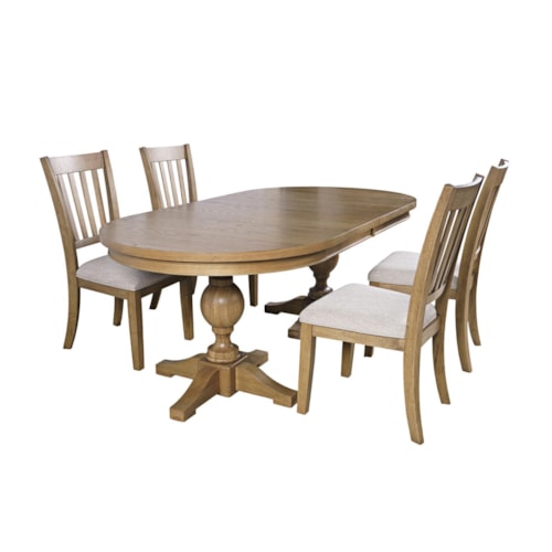 Transitional 5-Piece Dining Set with Oval Table