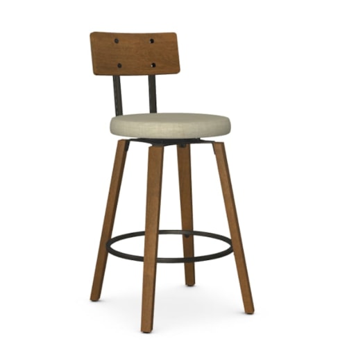 Contemporary Counter Height Swivel Stool with Upholstered Seat