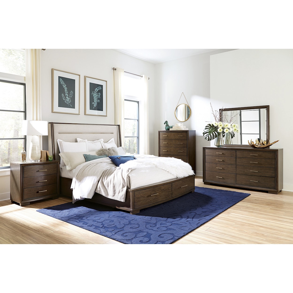 Riverside Furniture Monterey Queen Upholstered Storage Bed