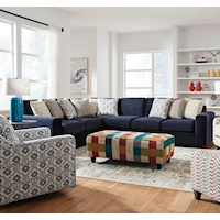 Contemporary 3-Piece Sectional in Blue Velvet