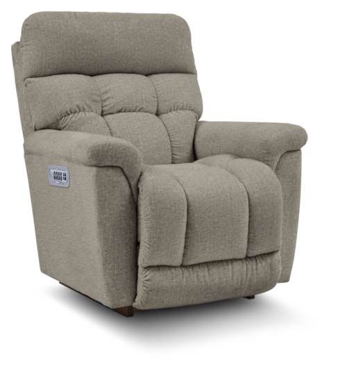 Casual Power Rocking Recliner with Power Headrest and Lumbar