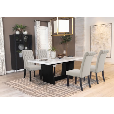 Sherry 5-piece Marble Top Dining Table Set