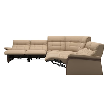 Power Recl Sectional w/ Pwr Head &amp; Wood Arm