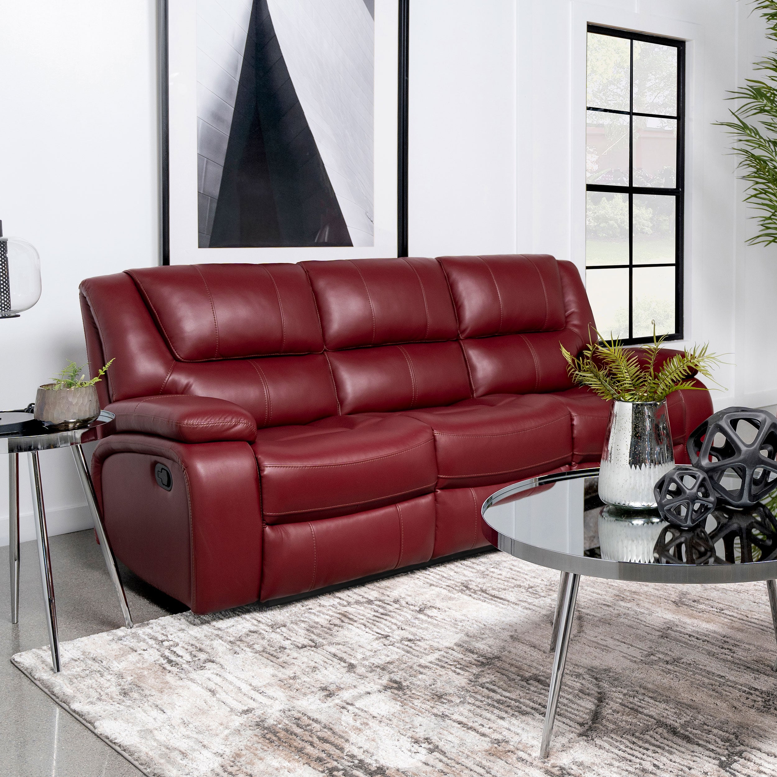 Motion Reclining Sofa Red
