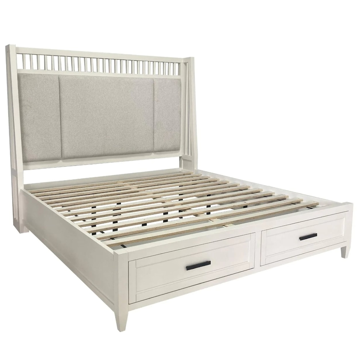 PH Americana Modern Queen Platform Bed With Footboard Storage