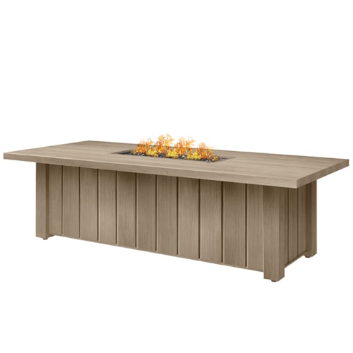 Trevi Xl Rectangular Fire Pit With Lid With Plank Style Top - Flax