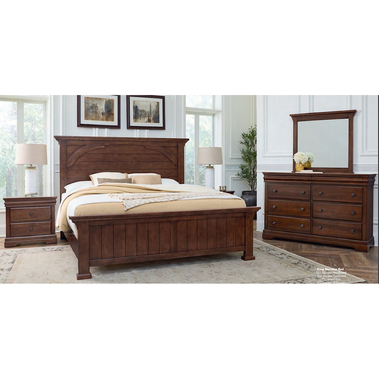 Vaughan Bassett Vista King Mansion Bed with Metal Slats