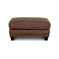 Traditional Rectangular Chair Ottoman with Nail-Head Trim