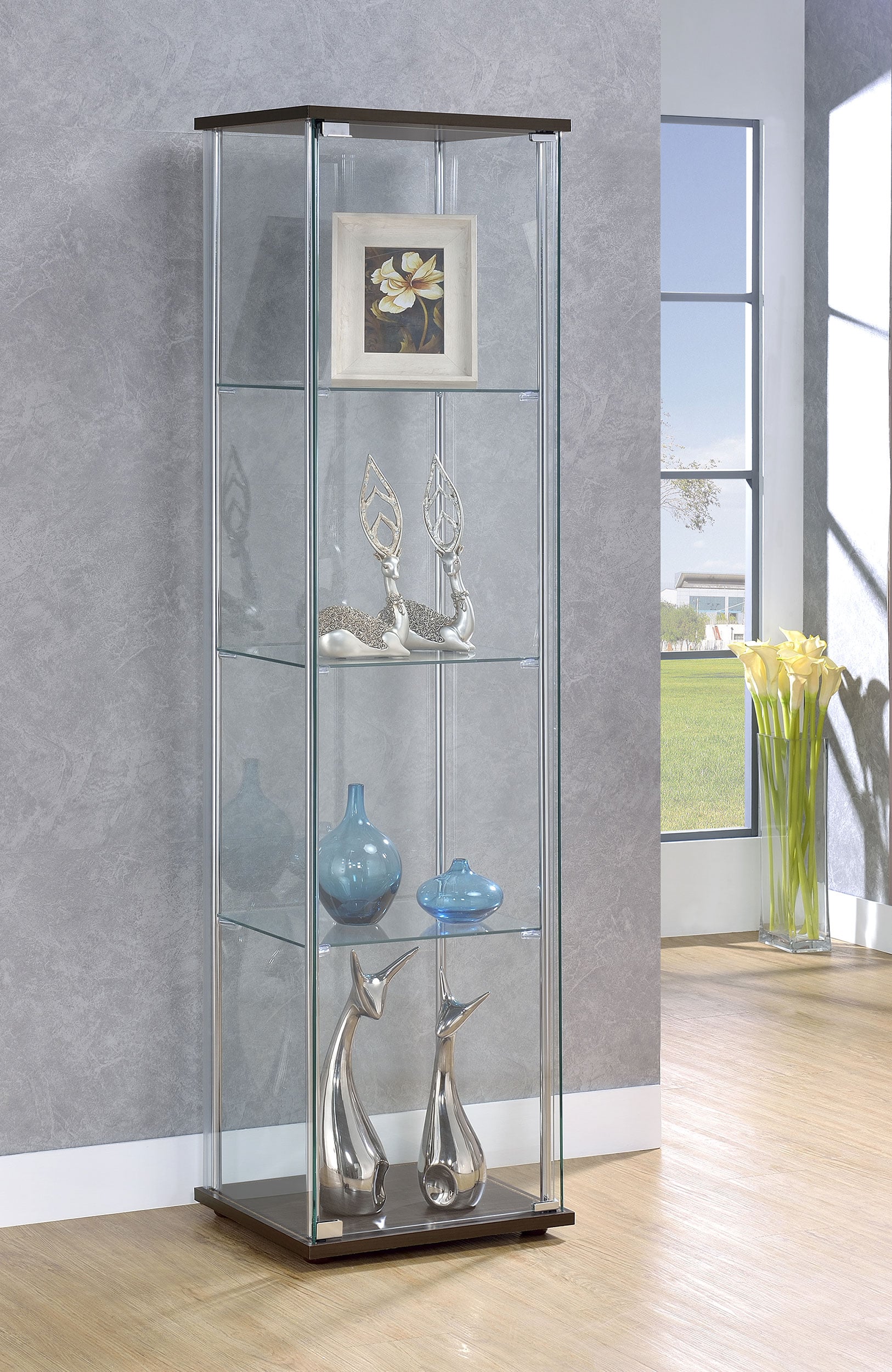 Bellatrix 4-shelf Glass Curio Cabinet