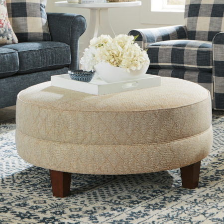 Customizable Large Round Cocktail Ottoman