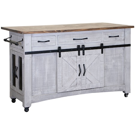 Farmhouse Kitchen Island with Casters