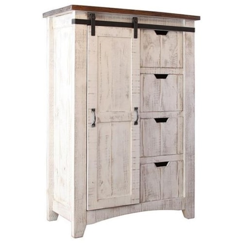 Rustic 4-Drawer Chest with Sliding Door