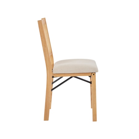 Rattan Cane Folding Dining Side Chair, Beige