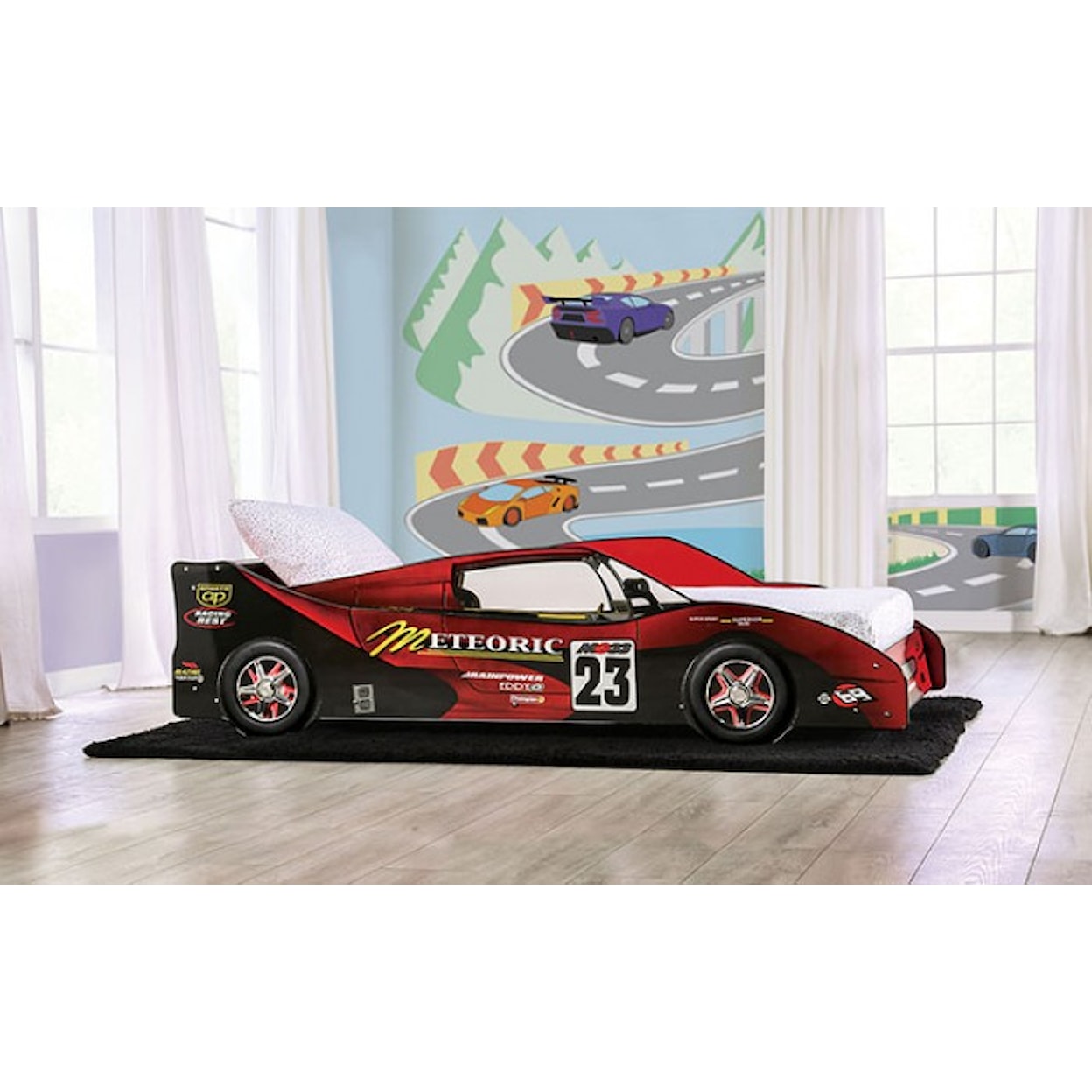 Furniture of America Dustrack RED RACE CAR TWIN BED |