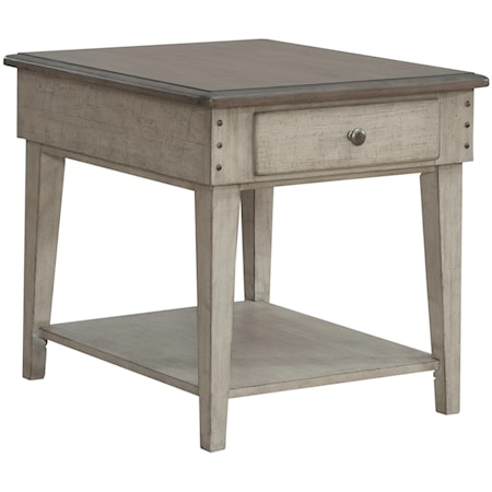 Modern Farmhouse 1-Drawer End Table with Lower Shelf