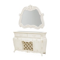 Traditional 3-Drawer Sideboard and Mirror with Wine Storage