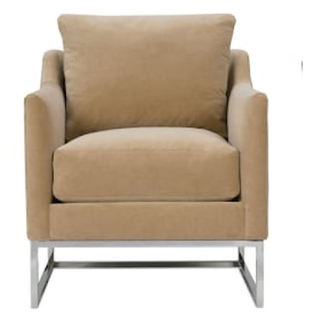 Casual Accent Chair with Metal Base and Loose Pillow Back