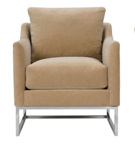 Casual Accent Chair with Metal Base and Loose Pillow Back