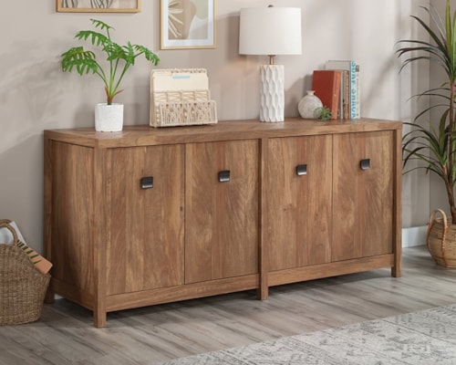 Farmhouse 4-Door Office Credenza with Slide-out Printer Shelf