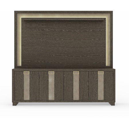 90" TV Console with Hutch & Back Panel